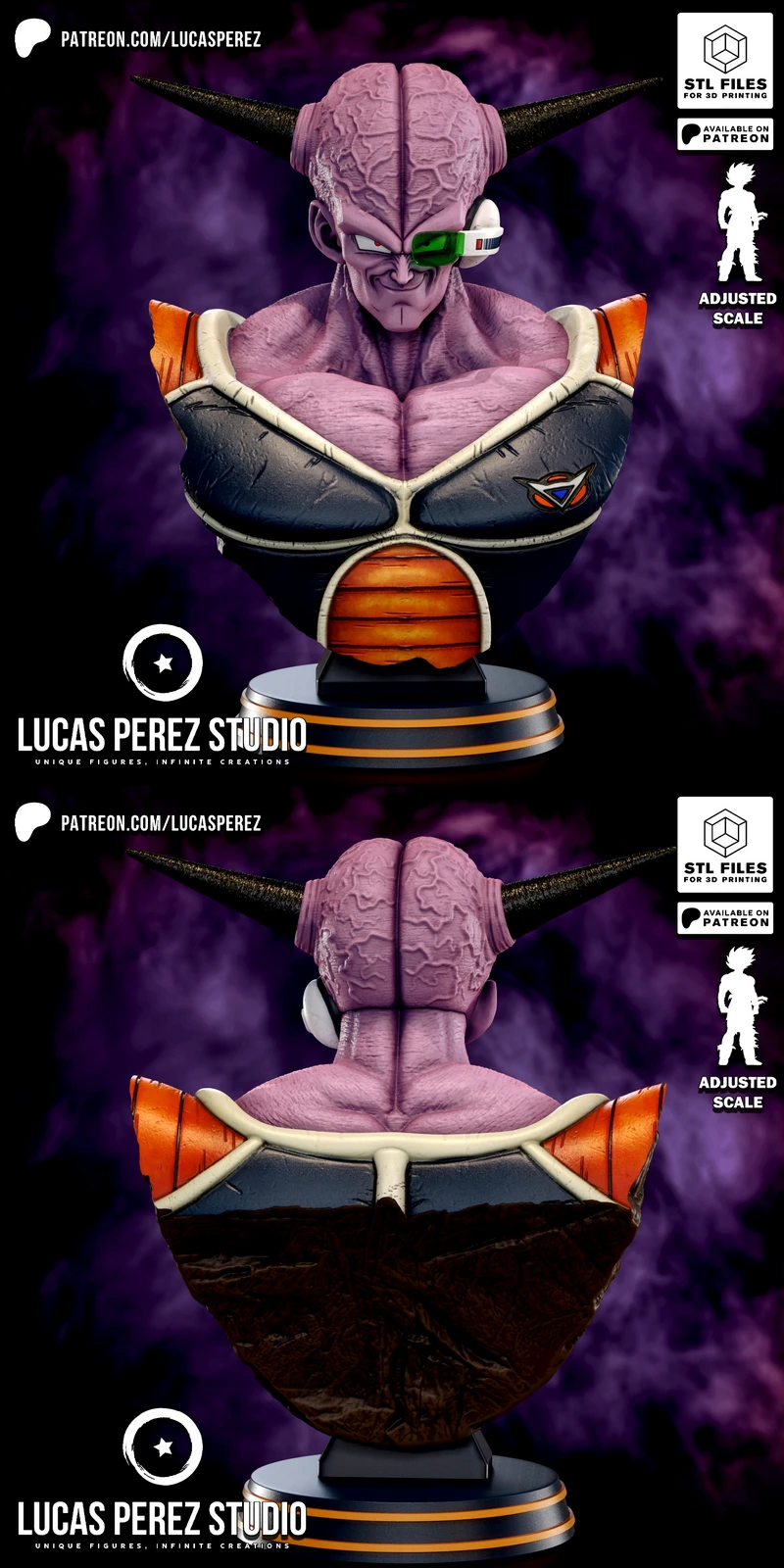 Captain Ginyu Bust STL File for 3D Printing STL model for 3D printing