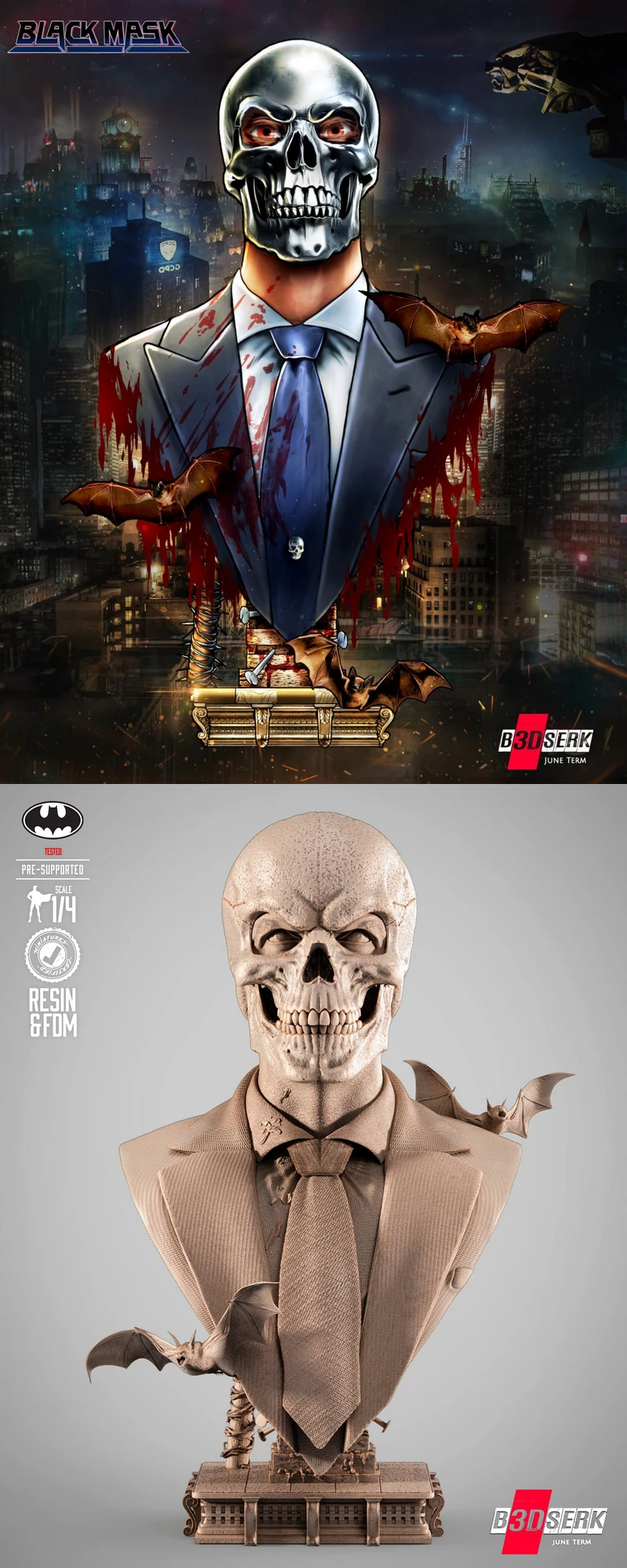 Black Mask Portrait Bust STL STL model for 3D printing