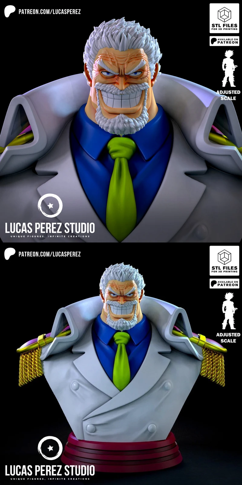 Monkey D. Garp STL model for 3D printing