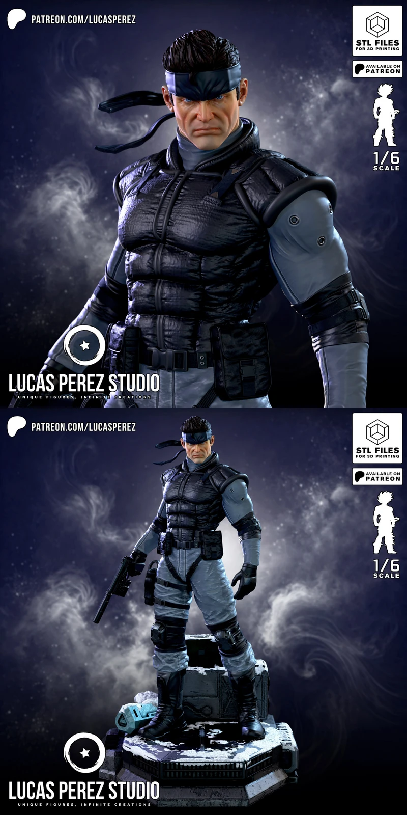 SOLID SNAKE STL model for 3D printing