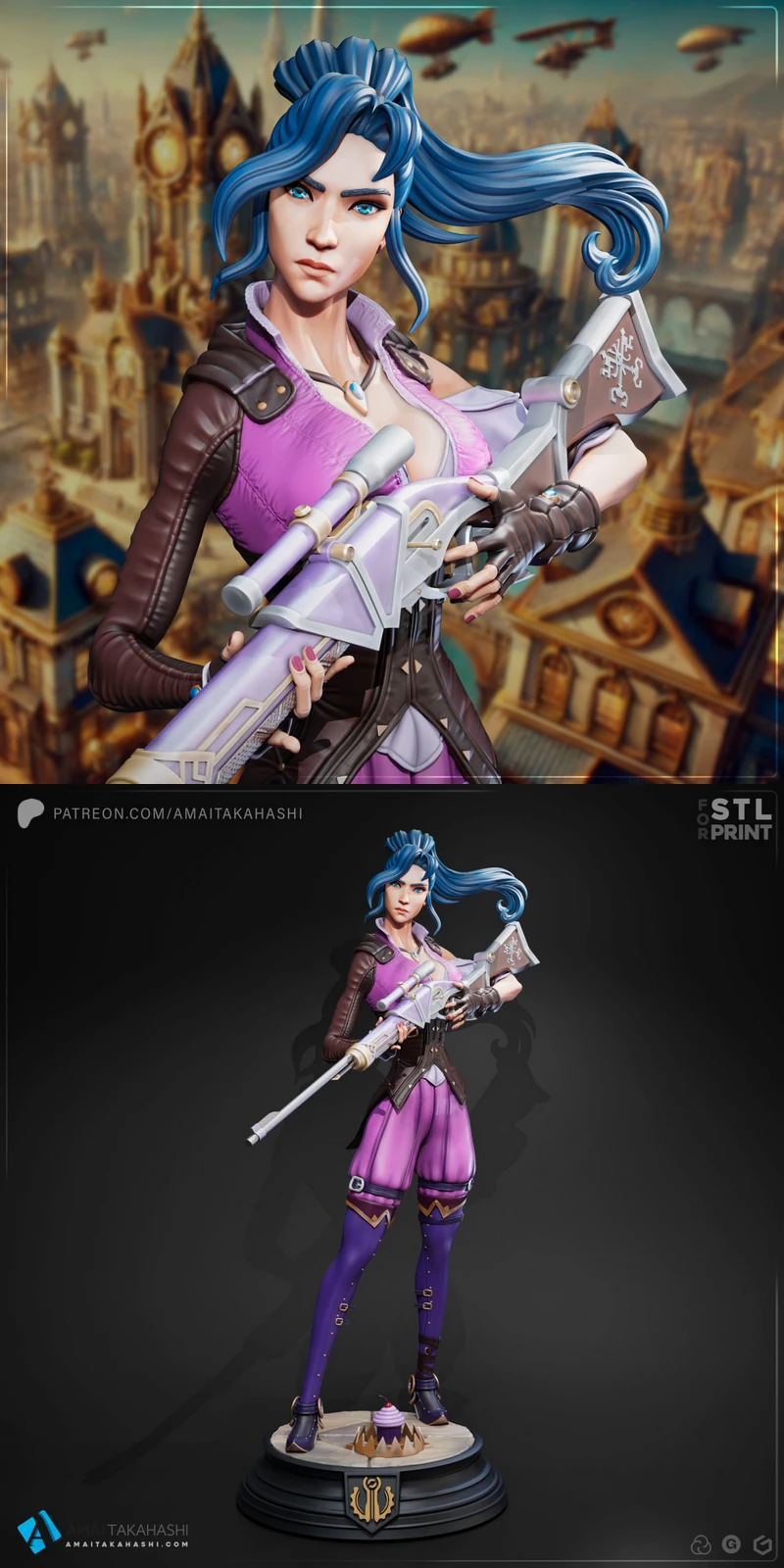 Caitlyn Arcane STL model for 3D printing