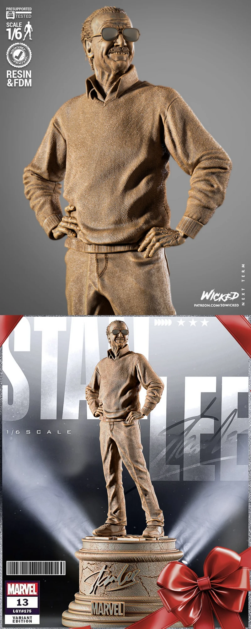 Stan Lee Sculpture STL model for 3D printing