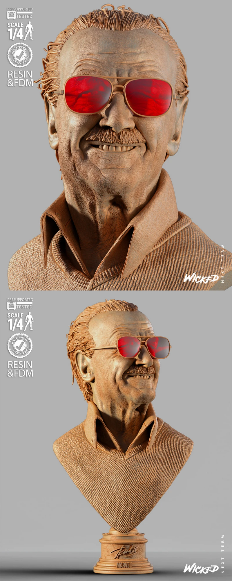 Stan Lee Portrait Bust STL model for 3D printing