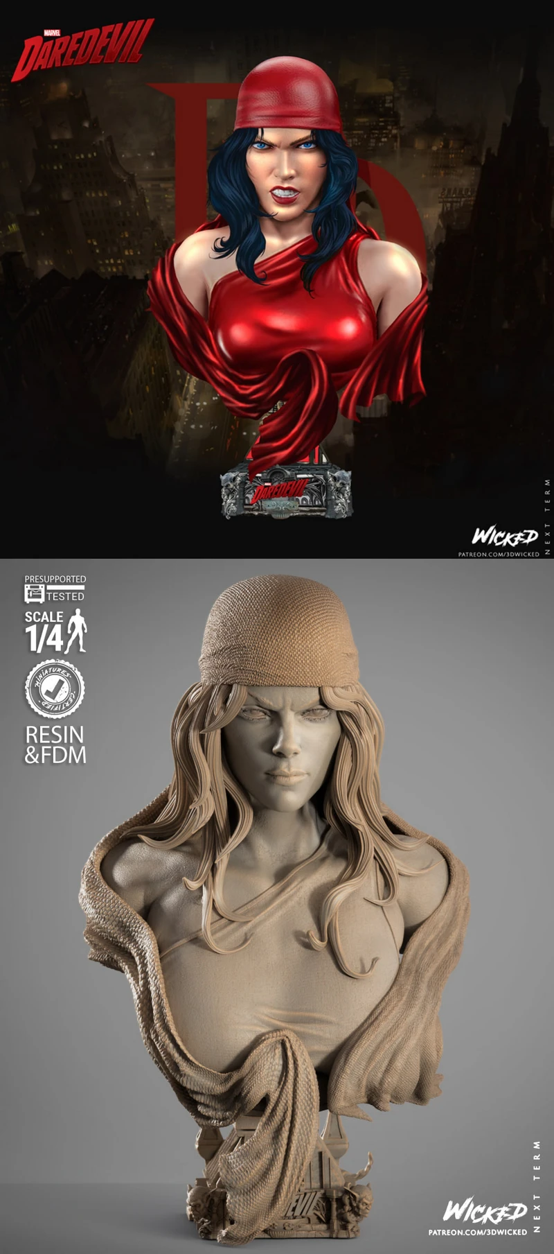 Electra Portrait Bust STL model for 3D printing