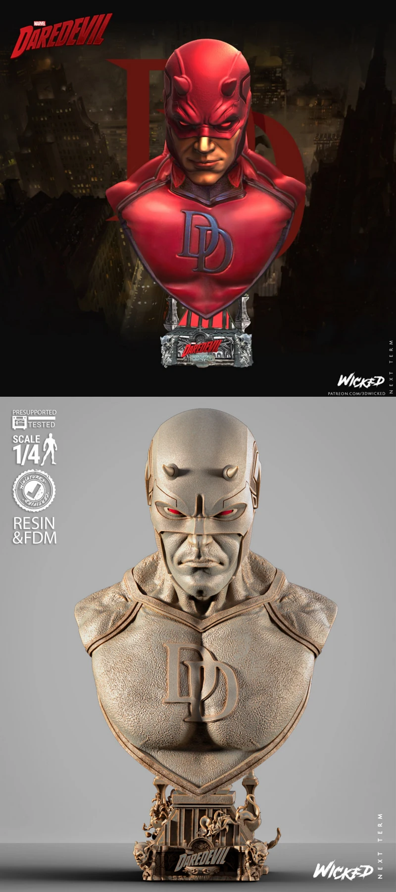 Daredevil Portrait Bust STL model for 3D printing