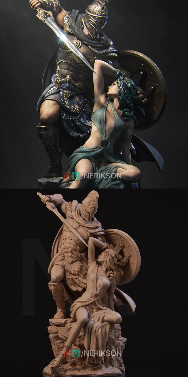 Medusa and Perseus STL model for 3D printing