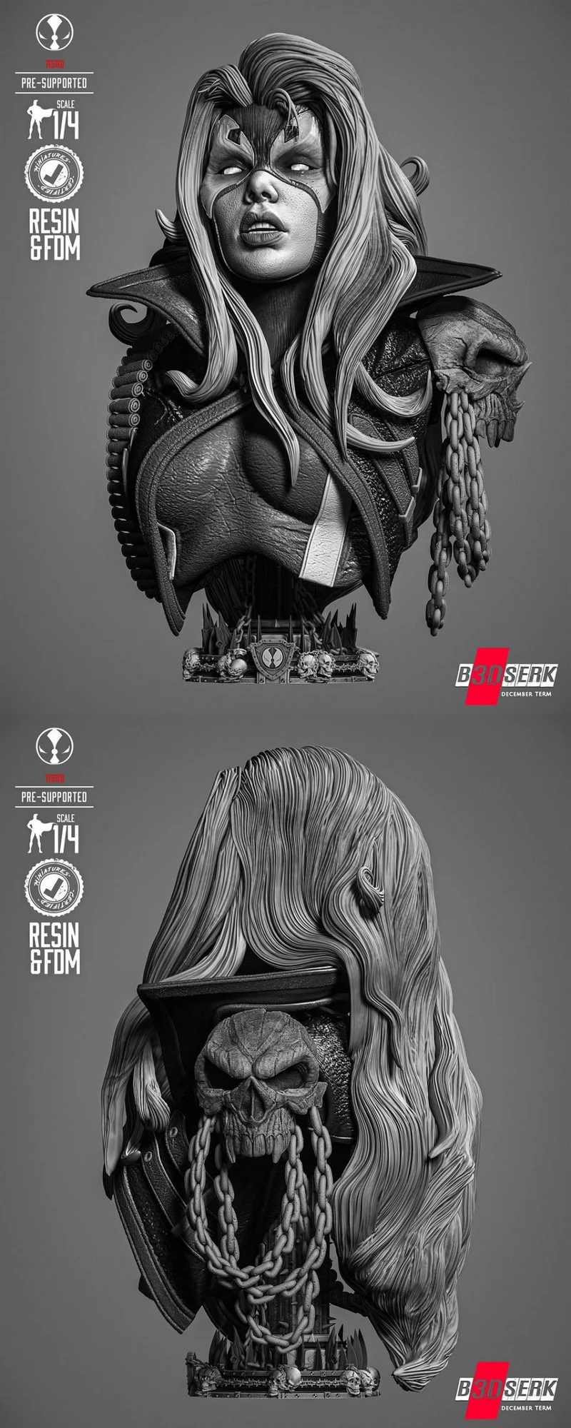 She Spawn Portrait Bust STL model for 3D printing