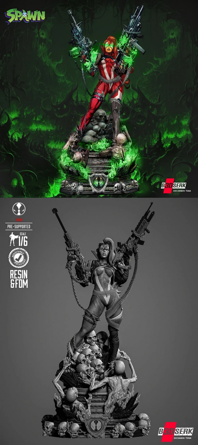 She Spawn Sculpture STL model for 3D printing