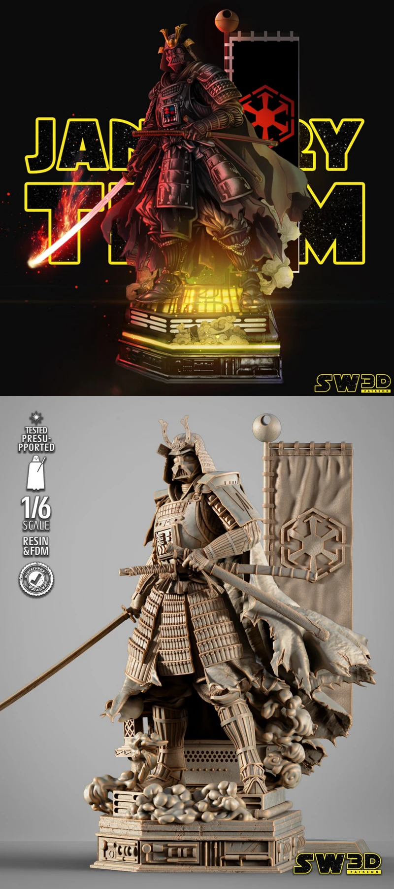 Darth Vader Samurai Sculpture STL model for 3D printing