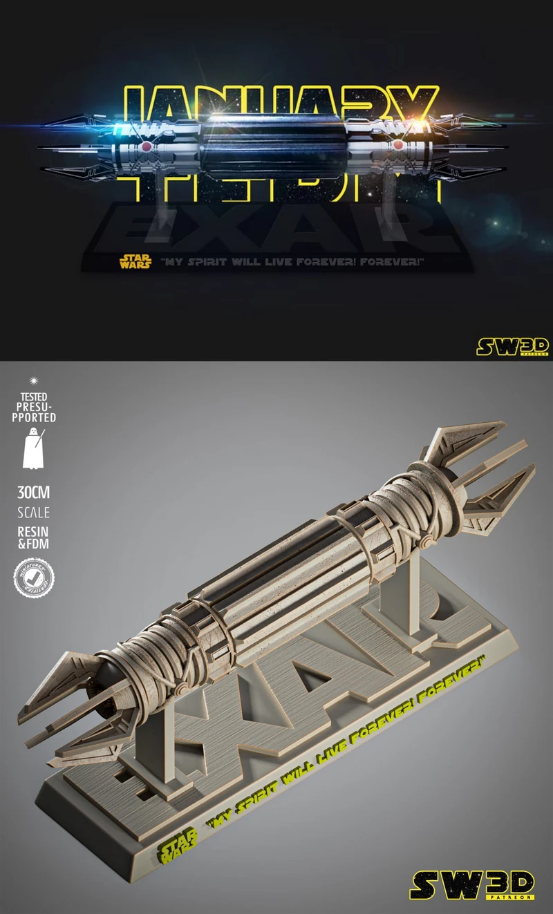 Exar Kun Ligthsaber Bust STL model for 3D printing