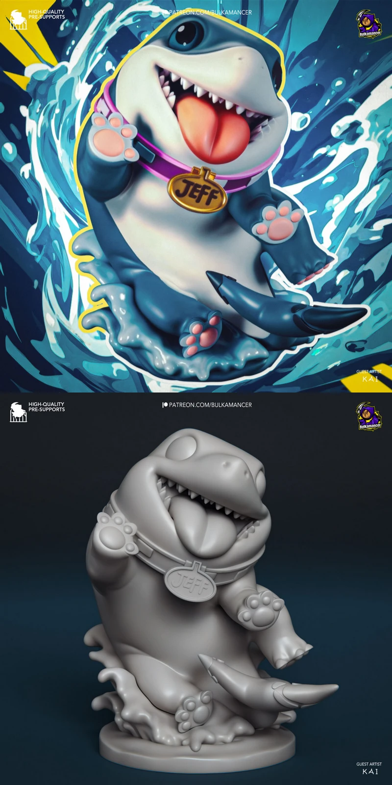 Jeff the shark STL model for 3D printing