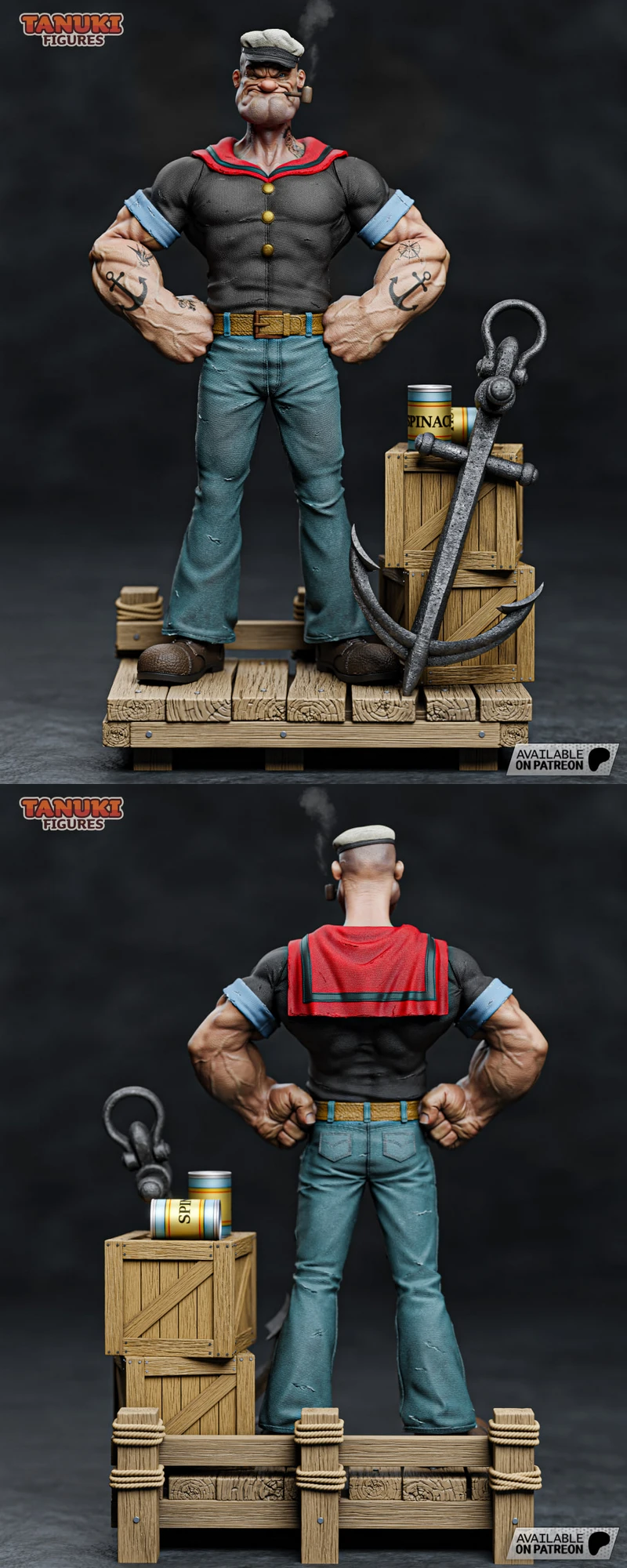 Popeye (Bust) STL model for 3D printing