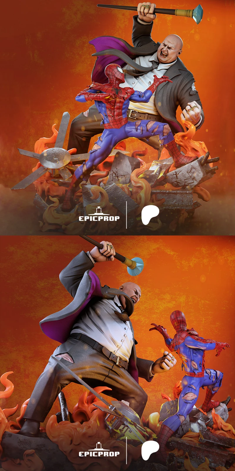 Spiderman vs Kingpin STL model for 3D printing