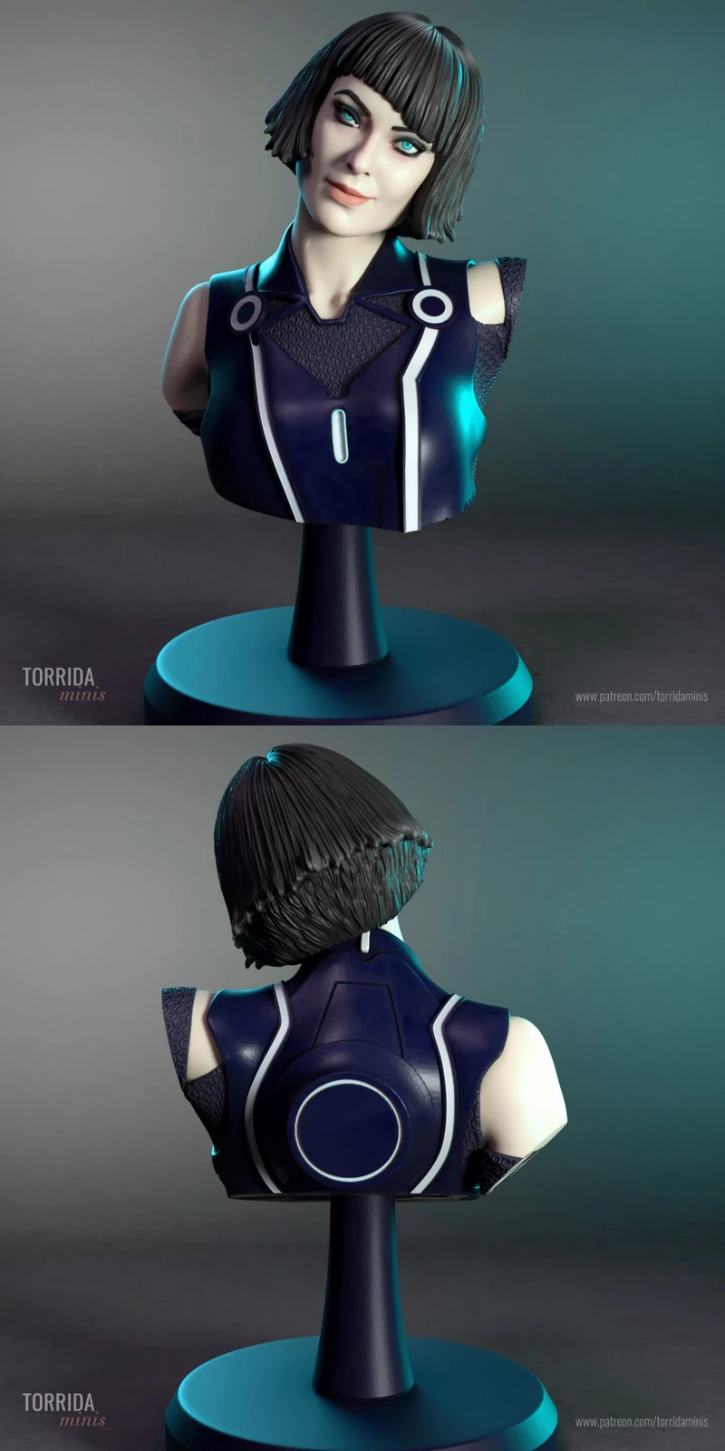 Quorra bust STL model for 3D printing