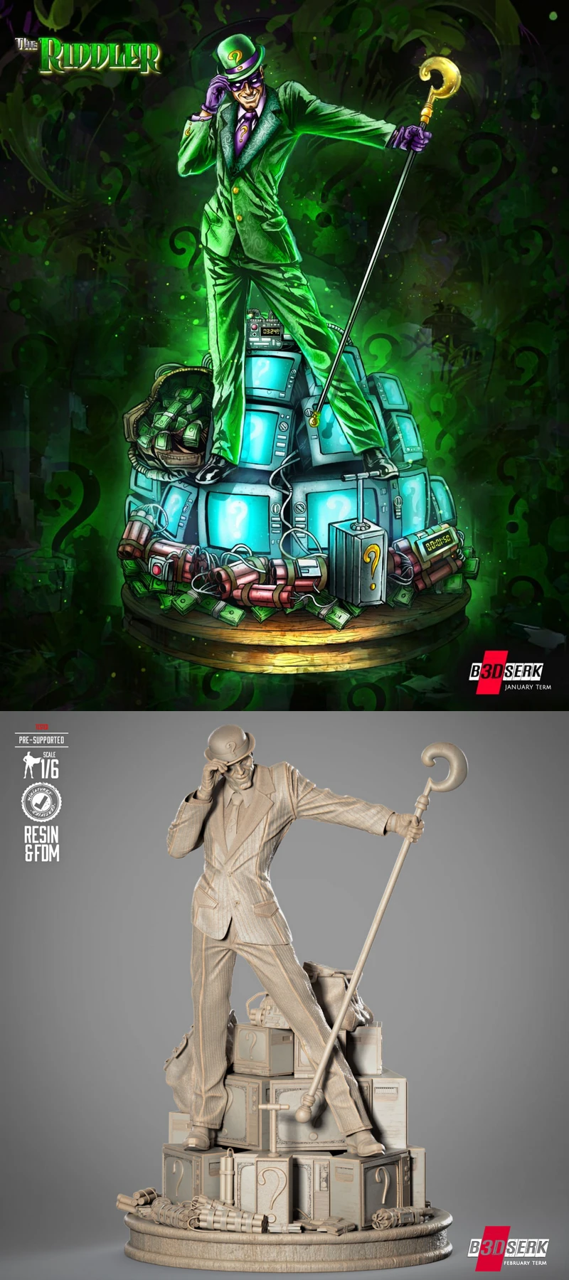 The Riddler Sculpture STL model for 3D printing