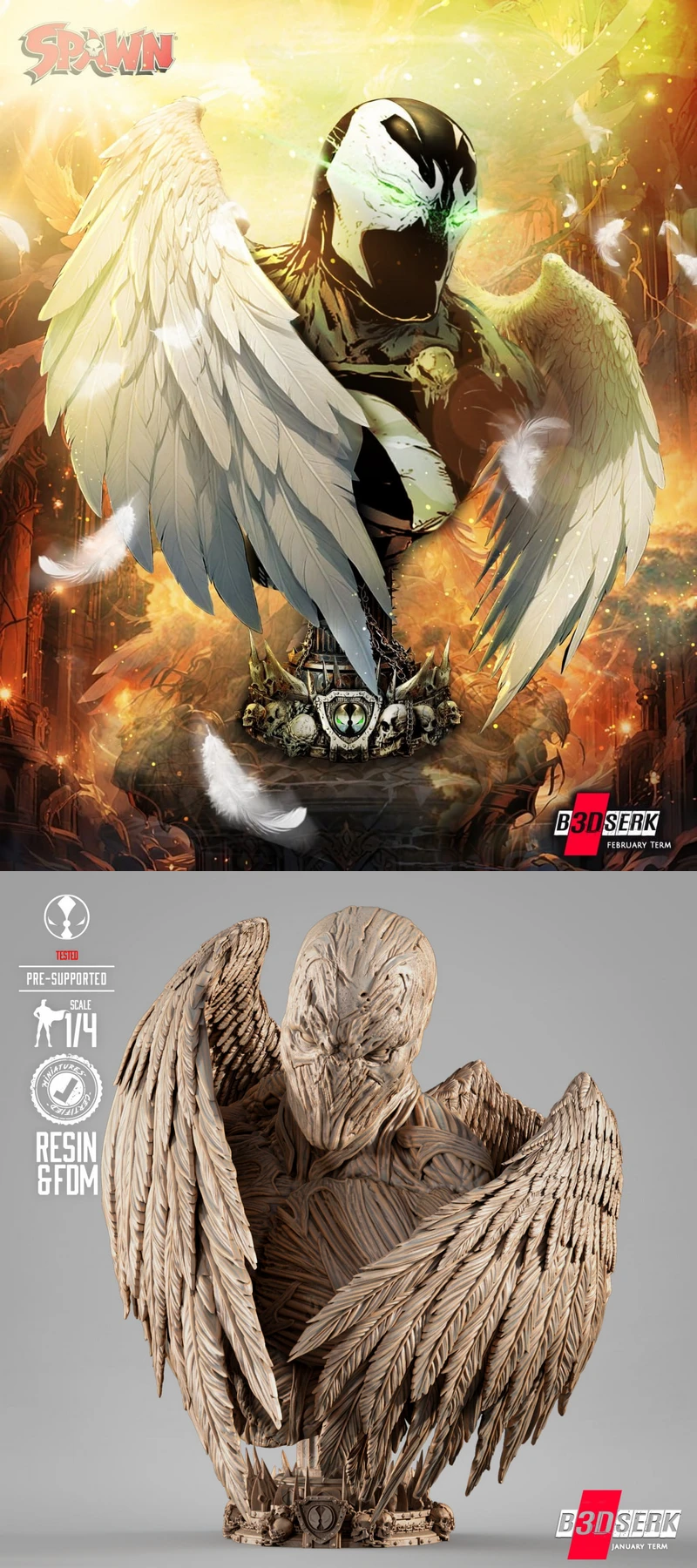 Angel Spawn Portrait Bust STL model for 3D printing