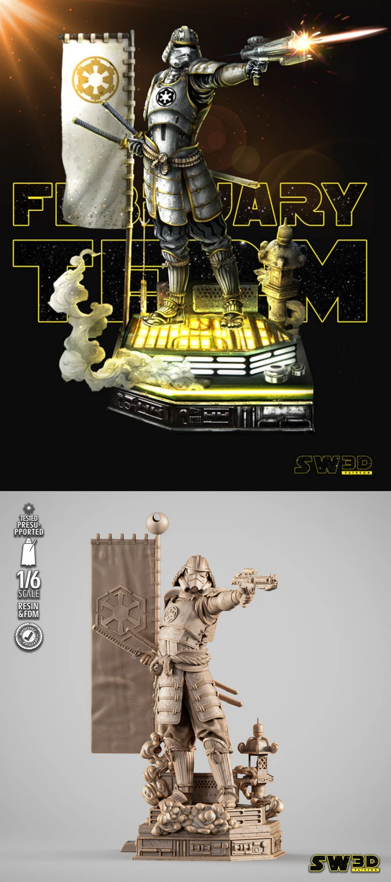 Stormtrooper Samurai Sculpture STL model for 3D printing