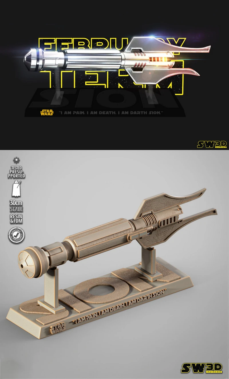 Darth Sion Lightsaber STL model for 3D printing