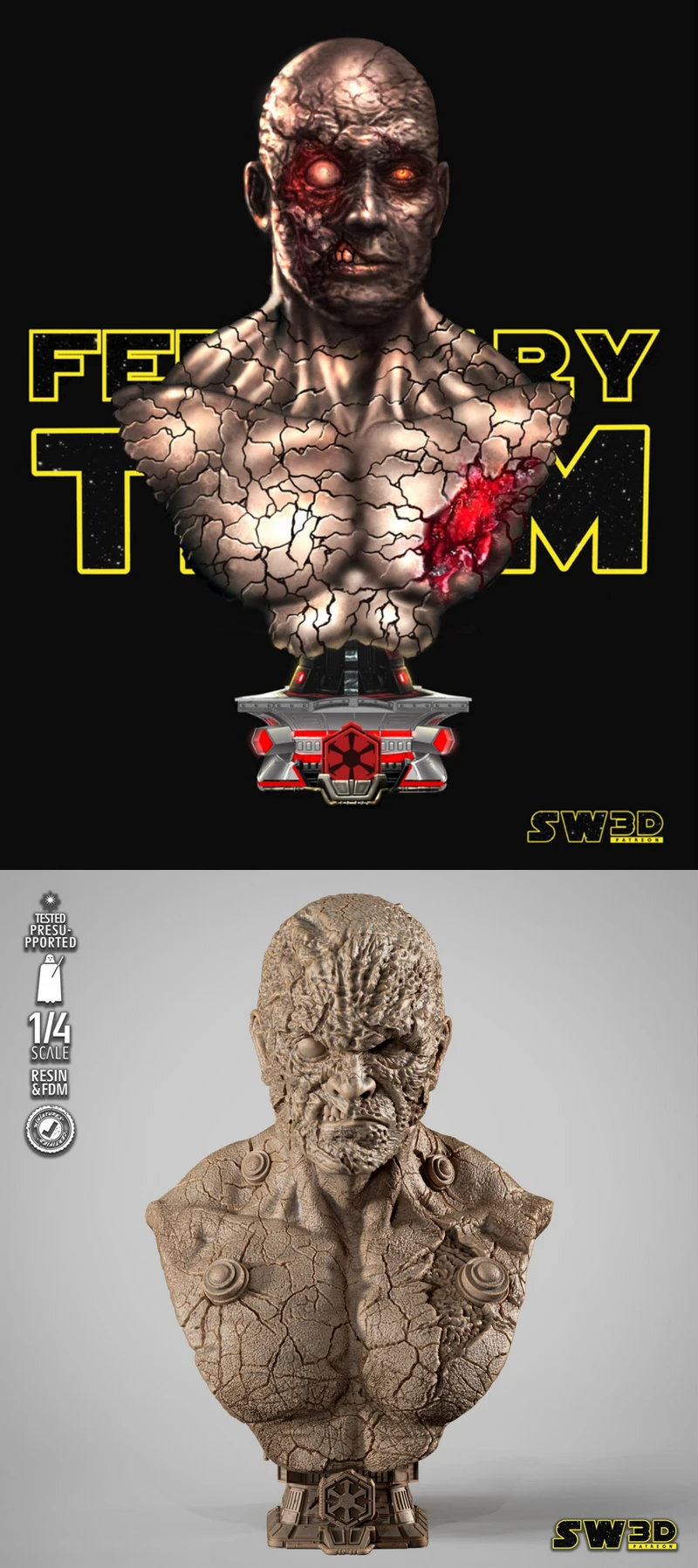 Darth Sion Portrait Bust STL model for 3D printing