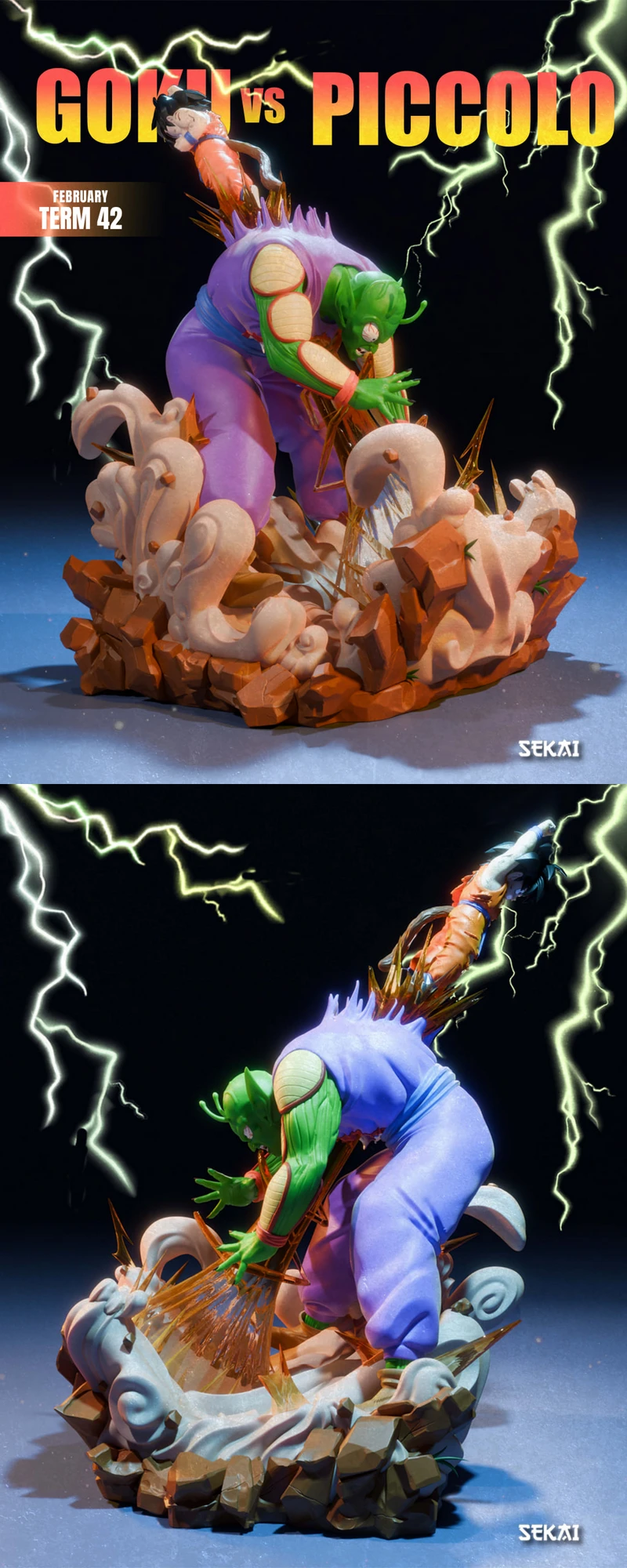 Goku kid vs Piccolo Daimaku Diorama + busts STL model for 3D printing