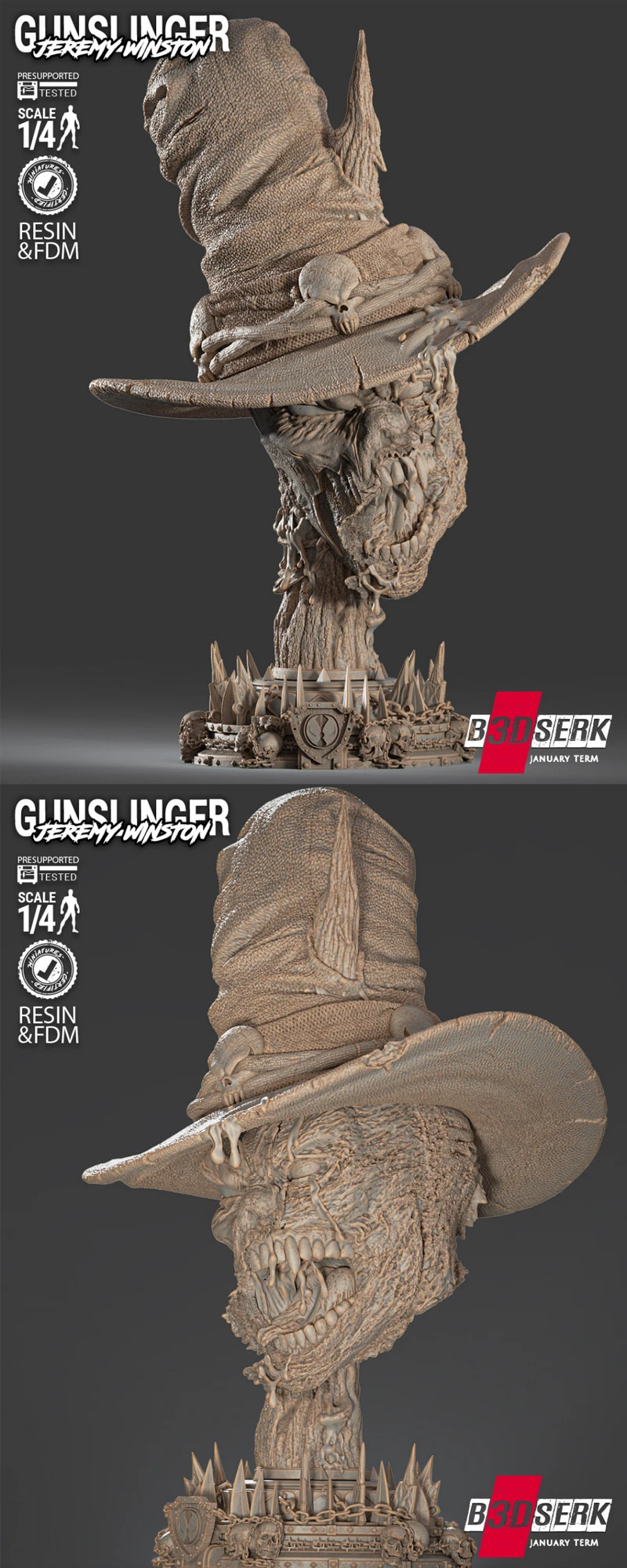 Gunslinger Spawn Head Portrait Bust STL model for 3D printing