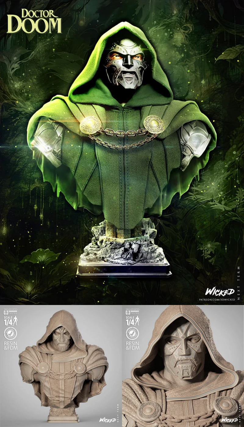 Dr Doom Horse Portrait Bust STL model for 3D printing