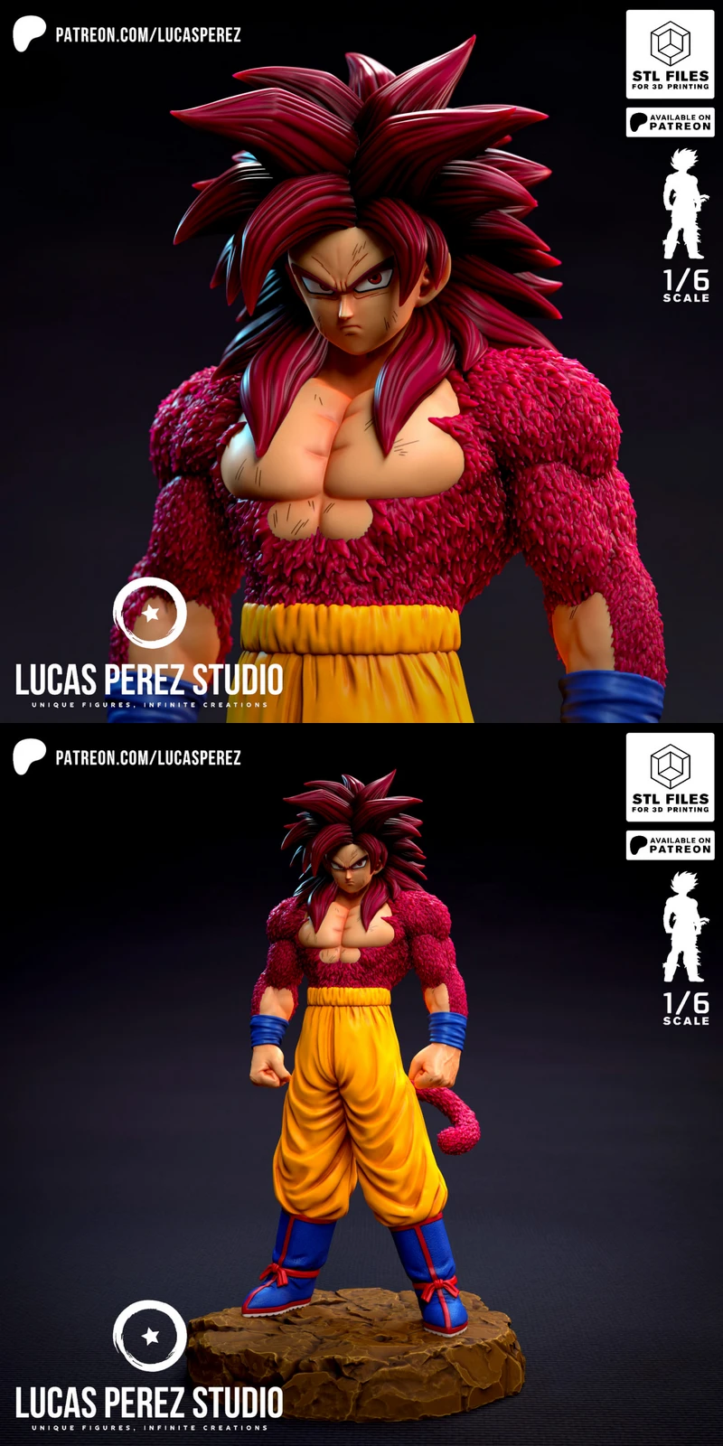 Son Goku Super Saiyan 4 Daima STL model for 3D printing