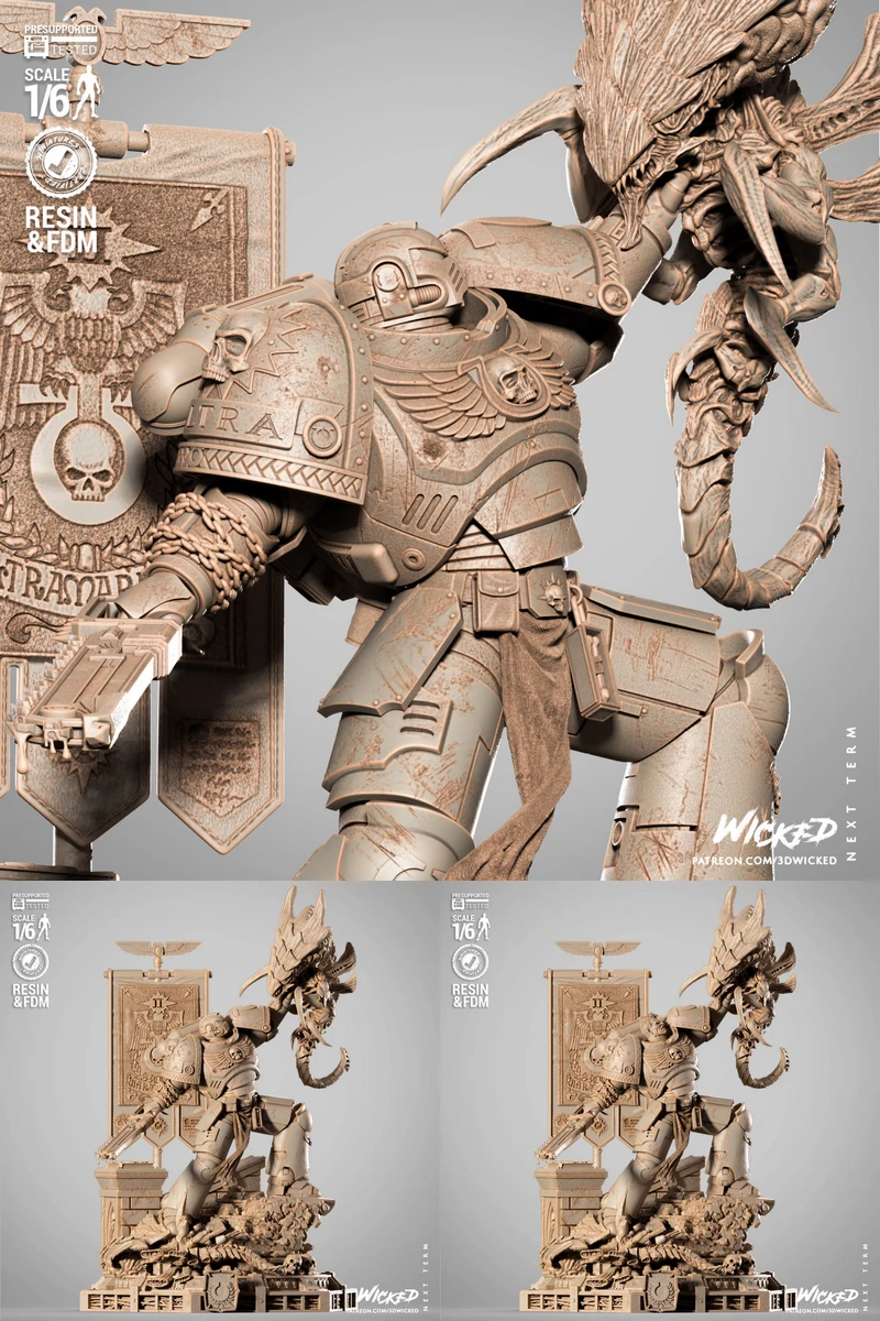 Titus Warmhammer Sculpture STL model for 3D printing