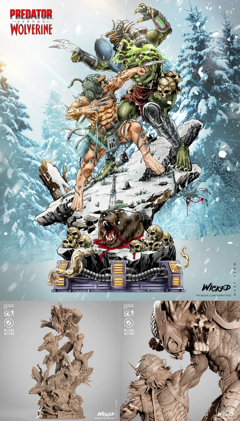 Weapon vs Predator Diorama STL model for 3D printing