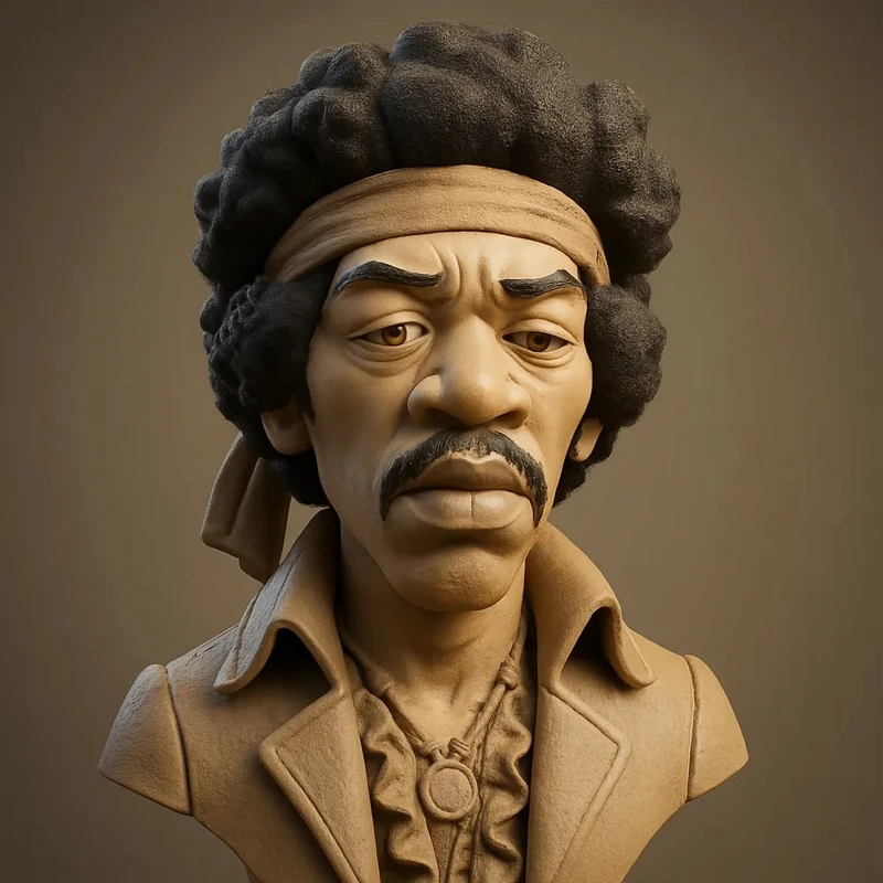 Jimi Hendrix bust STL model for 3D printing