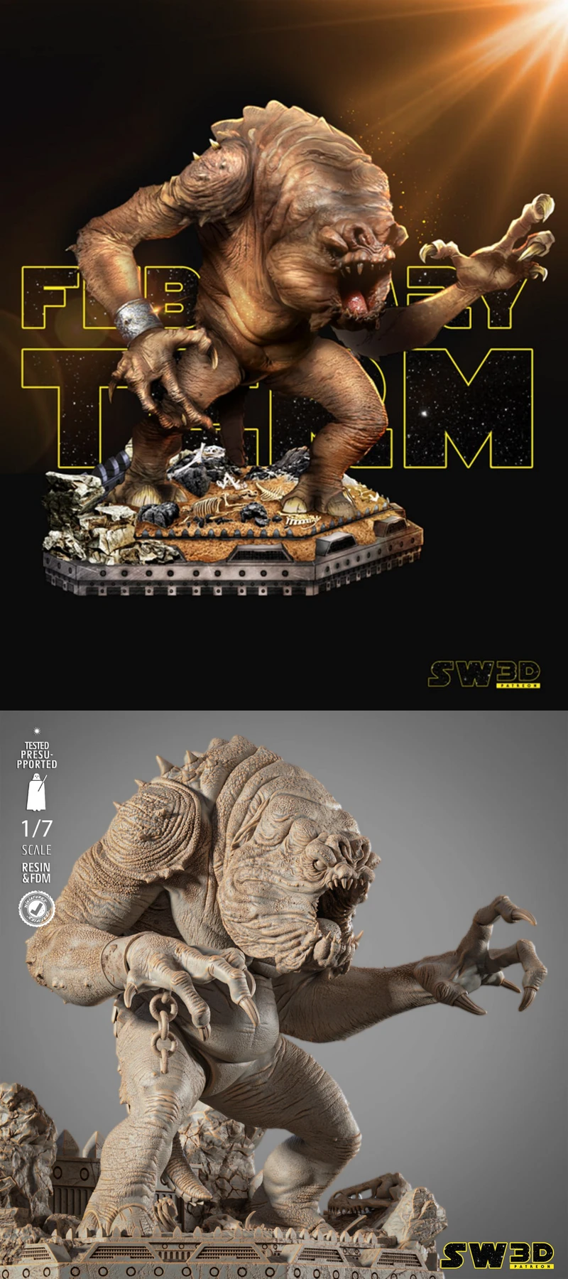 Rancor Sculpture STL model for 3D printing