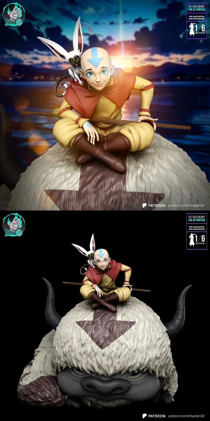 Aang with Appa & Momo – Avatar: The Last Airbender STL Diorama for 3D Printing STL model for 3D printing