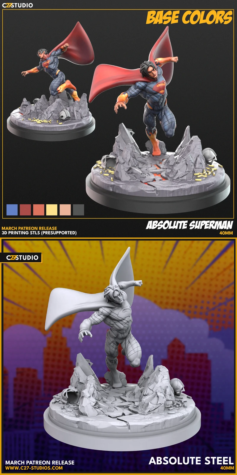 Absolute Superman STL model for 3D printing