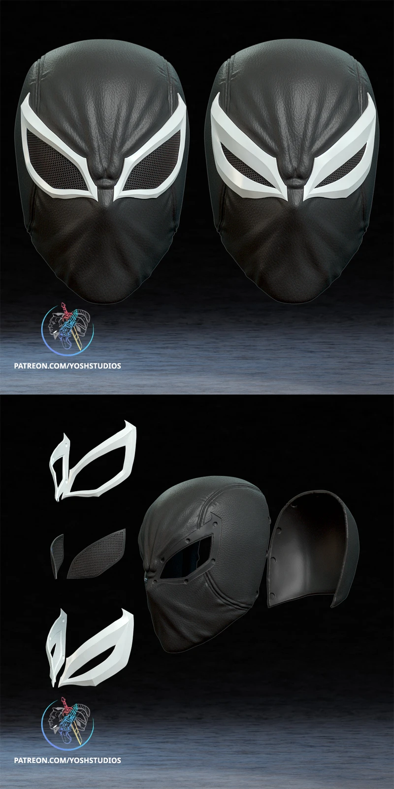 Agent Venom Mask Fanart STL STL model for 3D printing