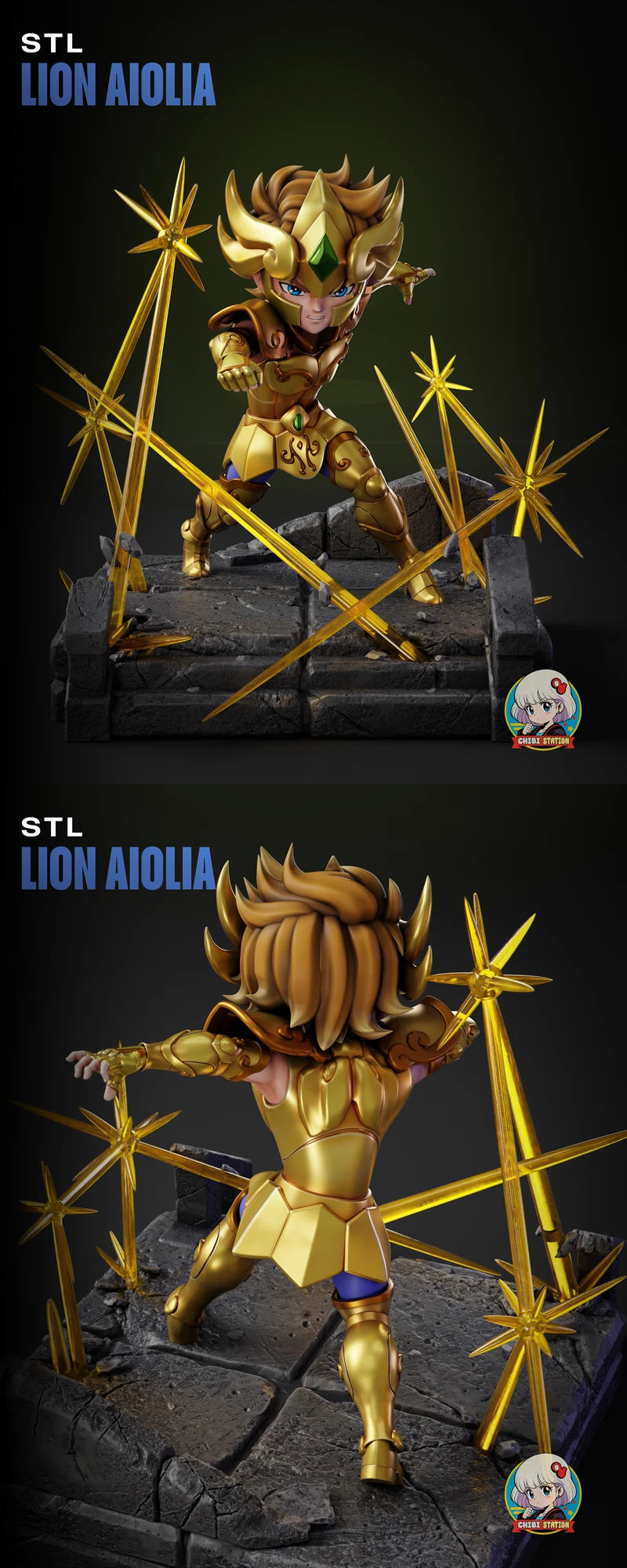 Aiolia of Leo STL File | 3D Printable Saint Seiya Figure STL model for 3D printing