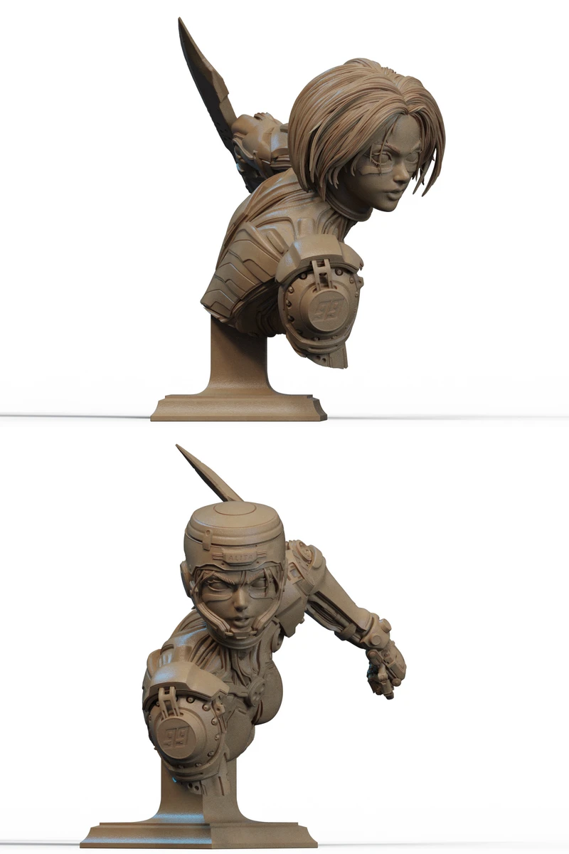 Alita Bust STL model for 3D printing