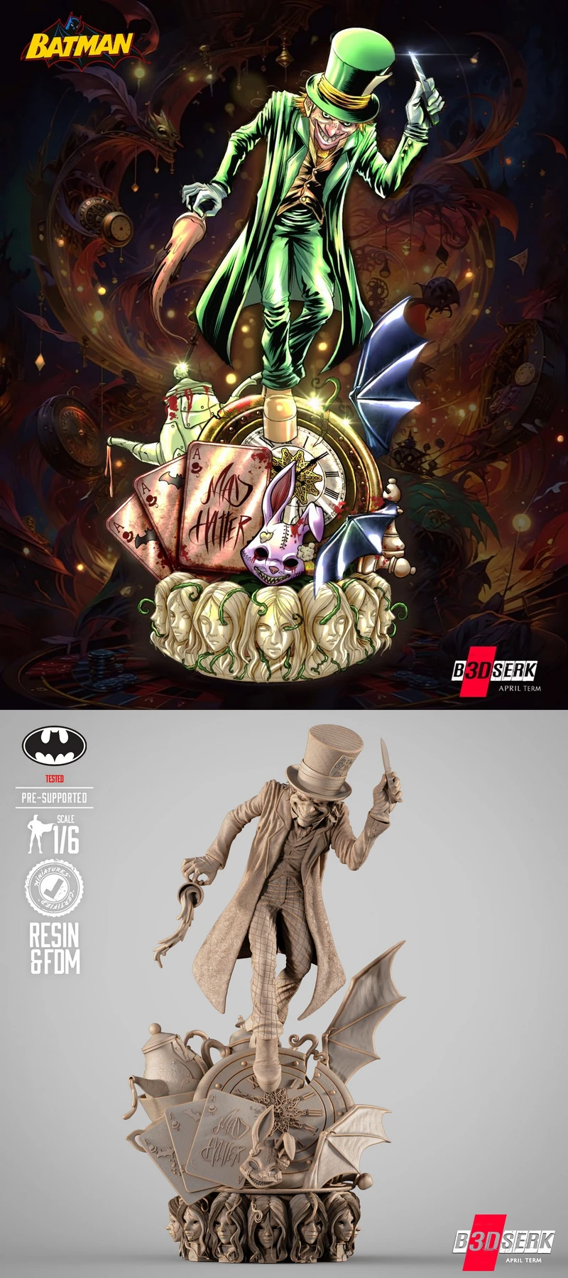 Mad Hatter Sculpture STL model for 3D printing