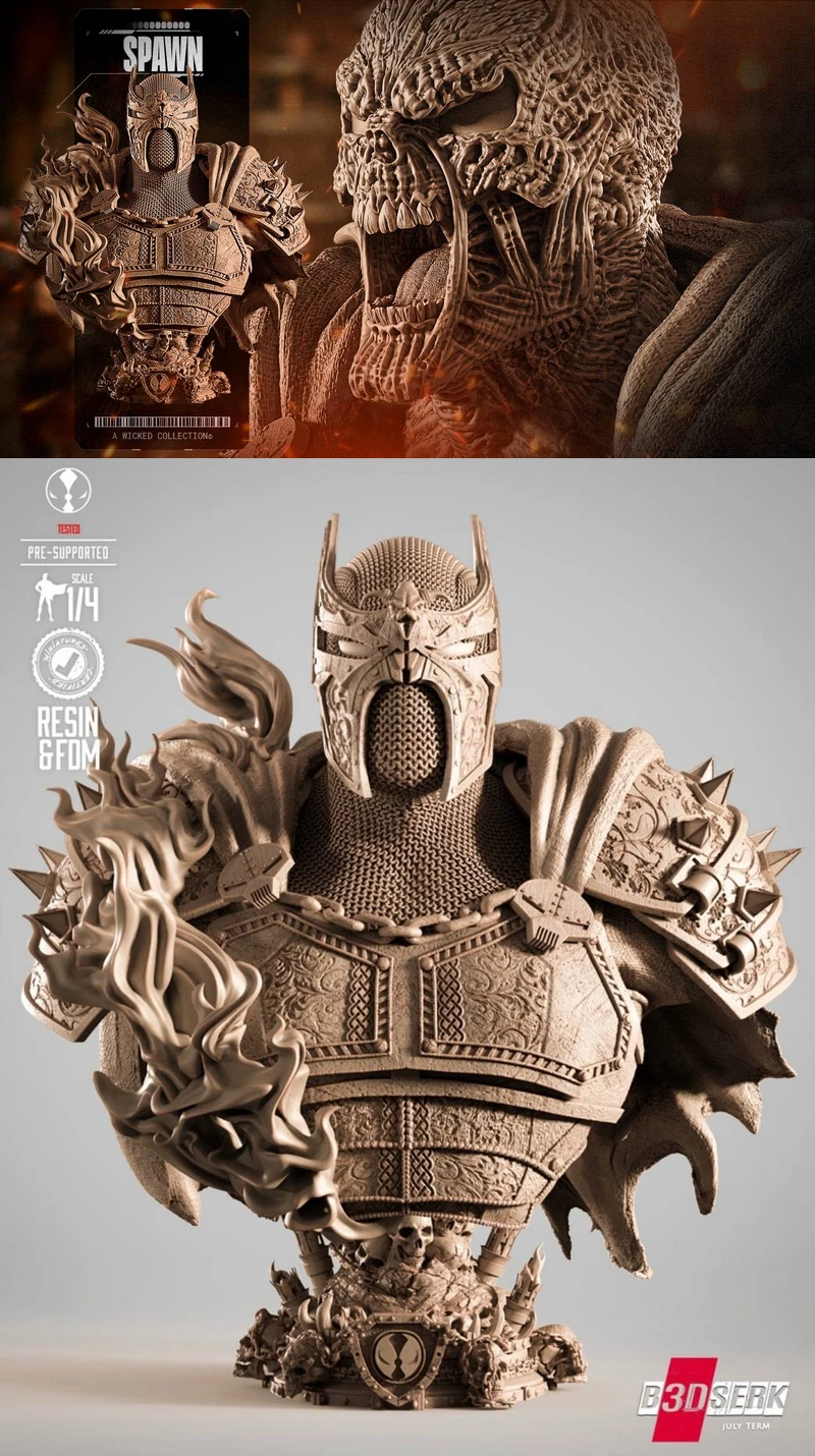 Medieval Spawn Portrait Bust STL File for 3D Printing STL model for 3D printing
