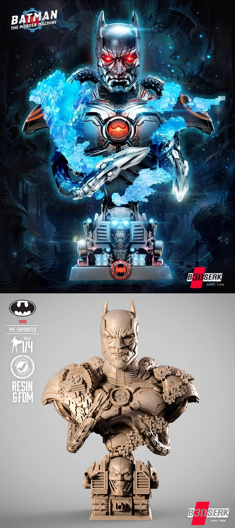 Murder Machine Portrait Bust STL model for 3D printing