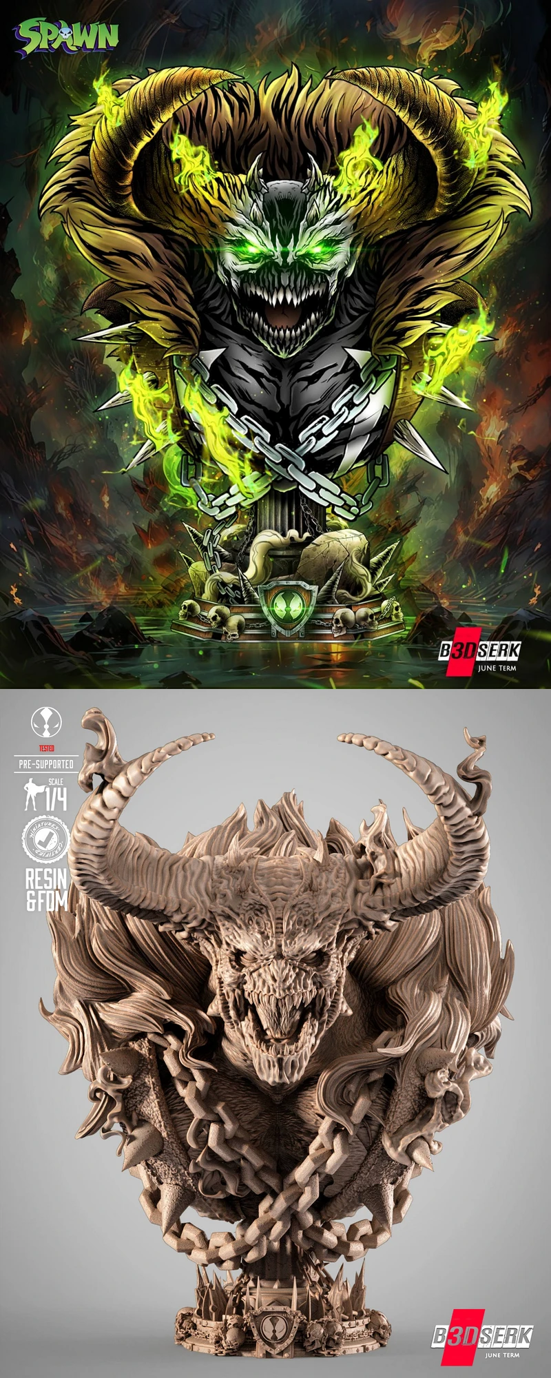 Omega Spawn Portrait Bust STL STL model for 3D printing