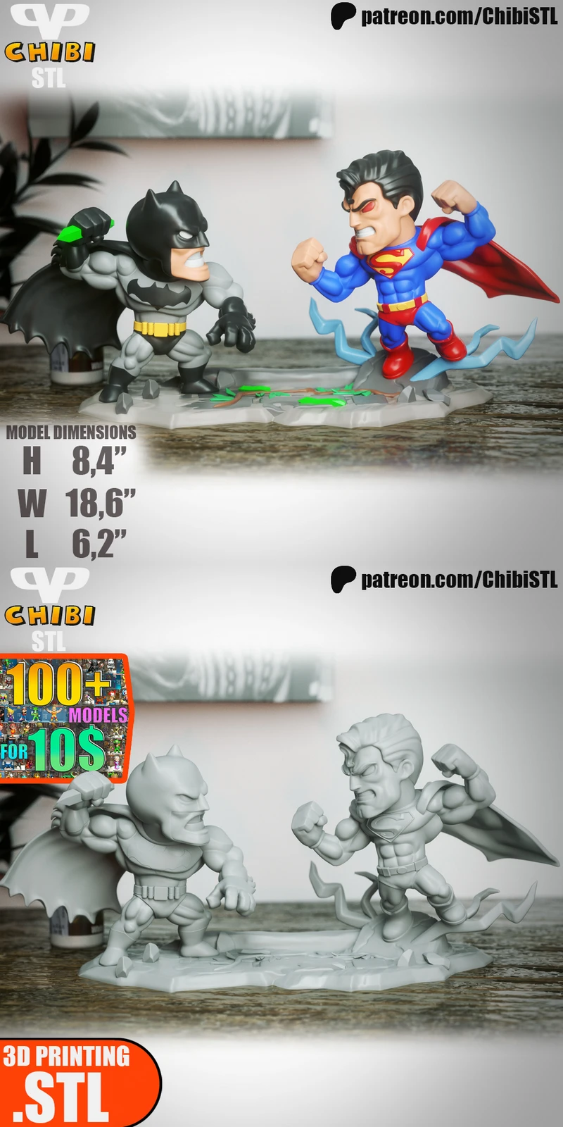 Batman vs Superman STL File for 3D Printing STL model for 3D printing