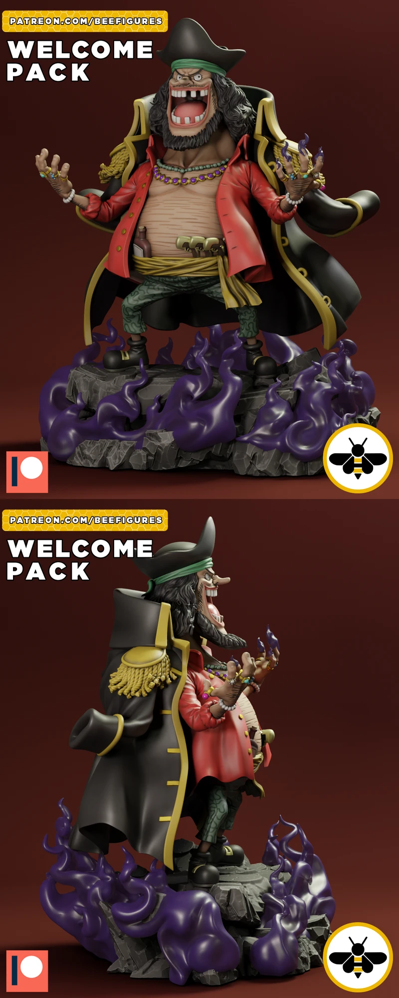 Blackbeard Chibi 3D Printable STL Miniature STL model for 3D printing