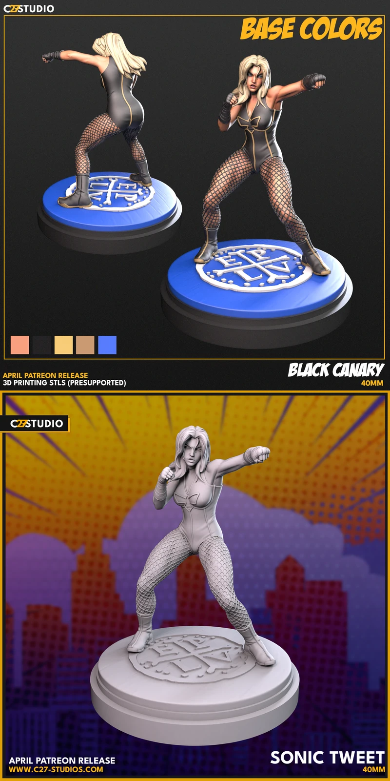 Black Canary STL model for 3D printing