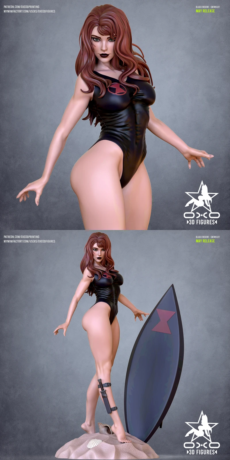 Black Widow Swimsuit Tabletop Miniature Figure STL model for 3D printing