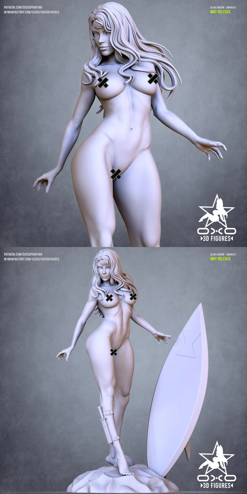 Black Widow Swimsuit Tabletop Miniature Figure extra STL model for 3D printing