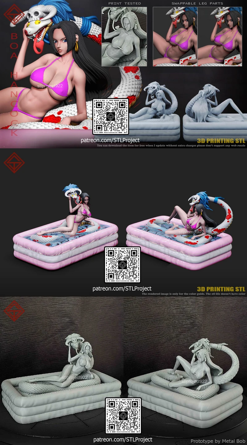 Boa Hancock One Piece Fanart Figure STL STL model for 3D printing