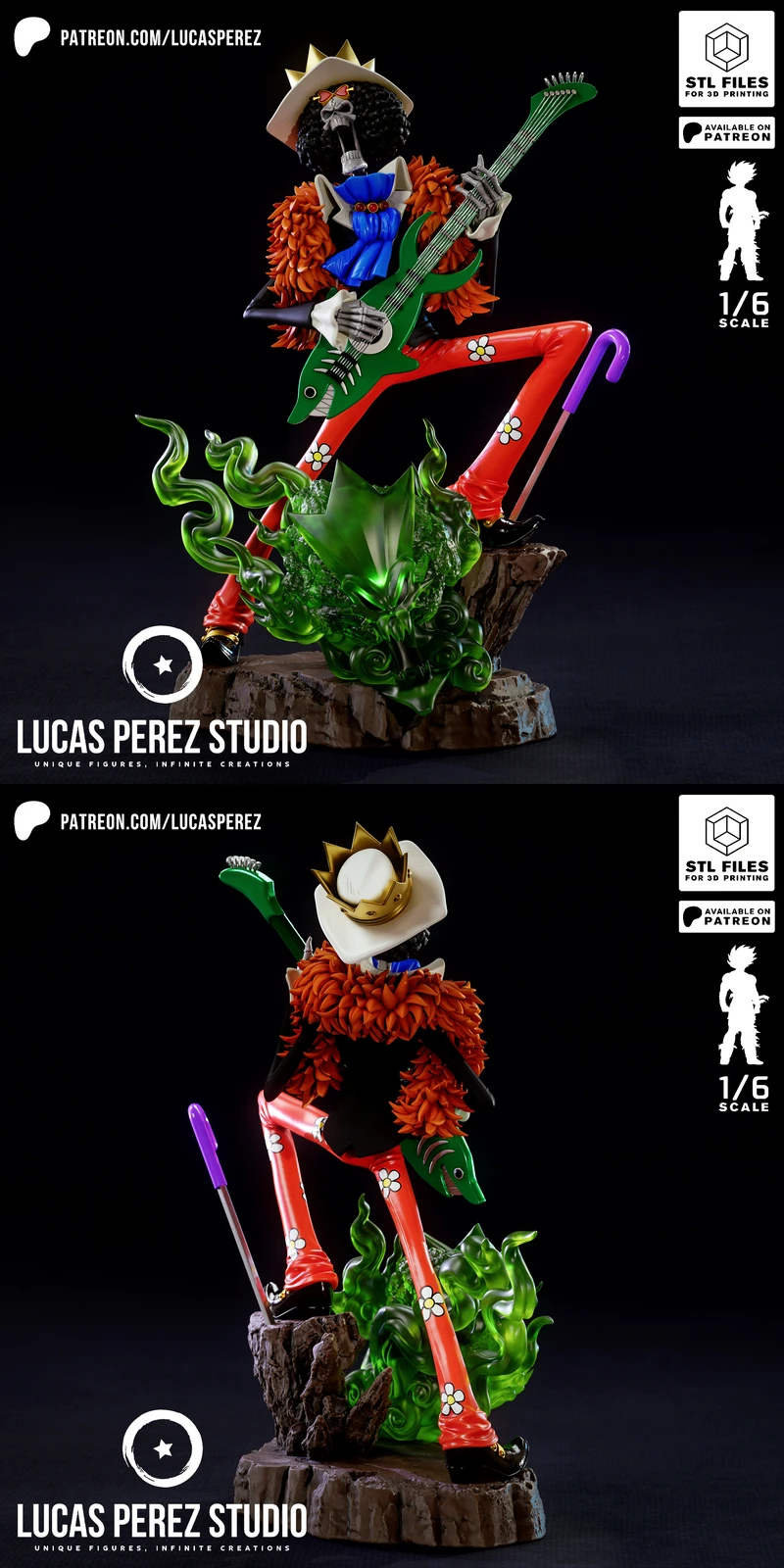 Soul King Brook – One Piece Musician STL Figure STL model for 3D printing