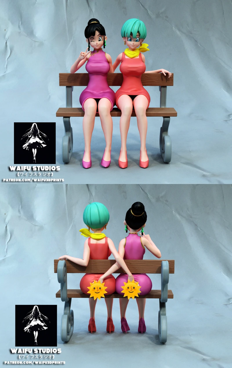 Bulma and Chi-Chi (Dragon Ball) extra STL model for 3D printing