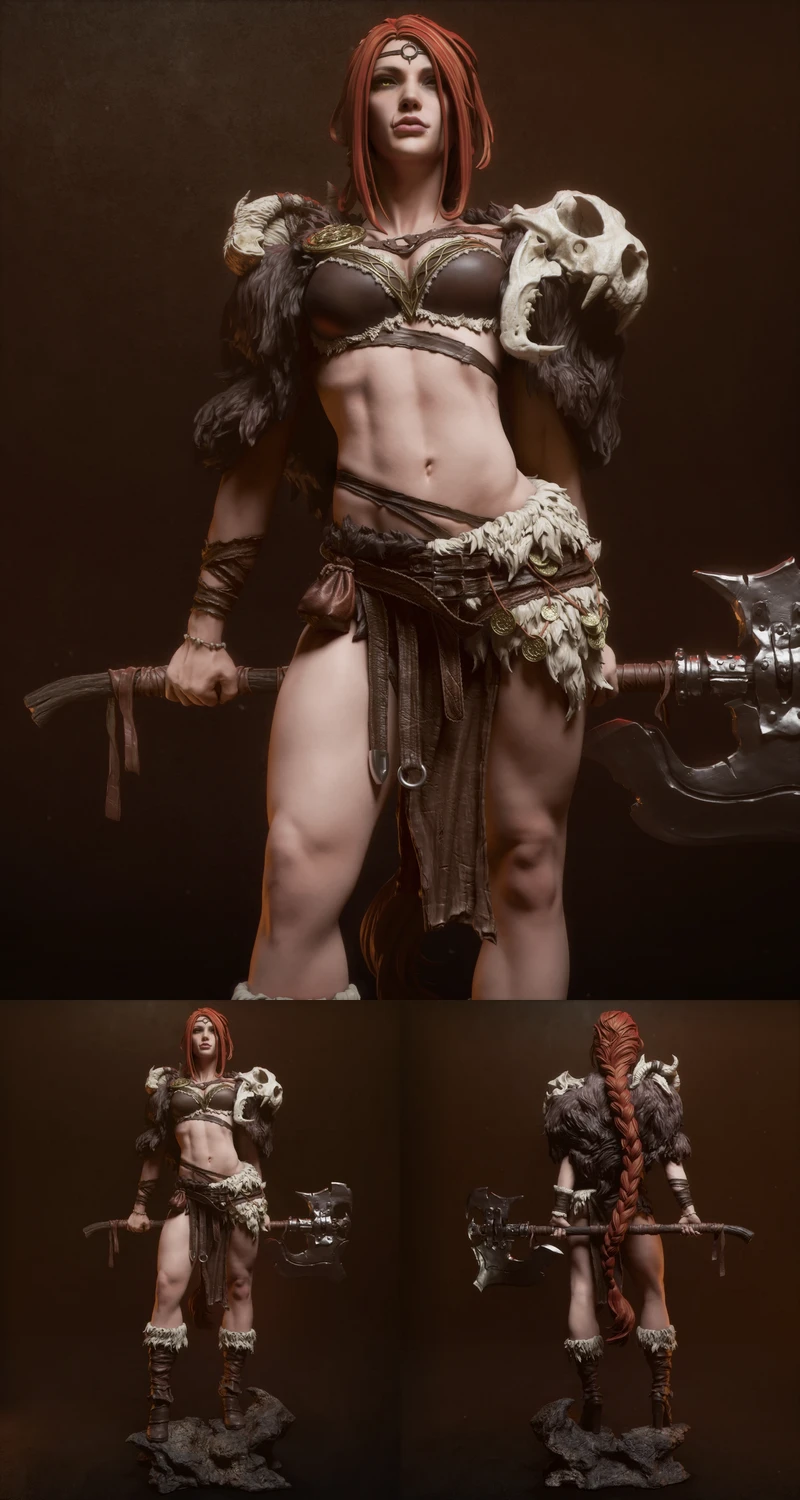 Barbarian Queen STL model for 3D printing