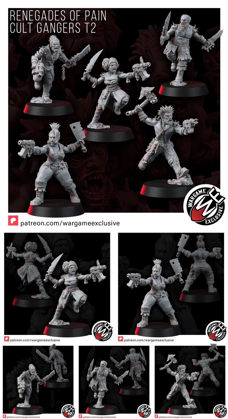 CHAOS RENEGADES OF PAIN CULT GANGERS T2 STL model for 3D printing